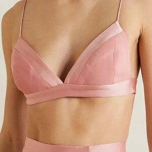 Designer ALEX PERRY Ash Satin-Crepe Blush Pink Bralette Sz. 8 Luxury Romantic